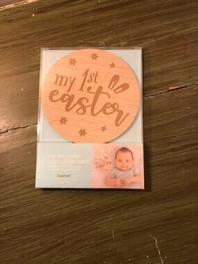 Pearhead NWT "My First Easter" Wooden Carved Photo Card